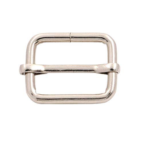BIKICOCO Metal Slide Adjuster Buckle Tri-Glides with Movable Center Bar, for Straps, 0.8 x 0.6 Inch, Silver, Pack of 50