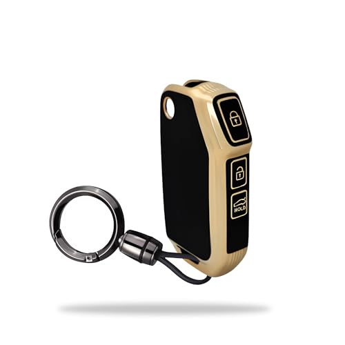 Image of SIAGO TPU Key Cover and Round Key Chain Compatible with Kia Seltos 2023 2024 HTE 3 Button Flip Key (Black)