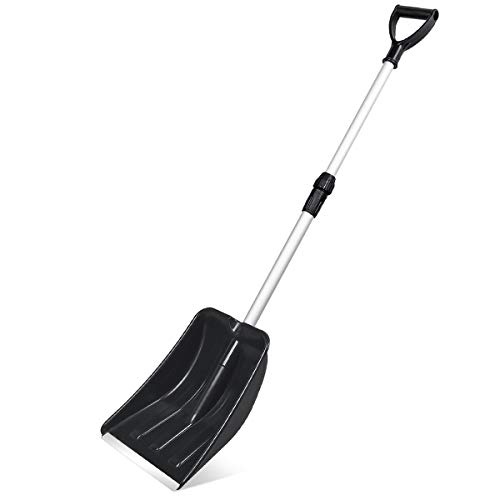 Micbox Audoc Snow Shovel with 46'' Adjustable Aluminum Handle 10.5'' Wide Blade Scoop