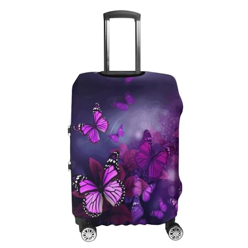 Carry on Luggage Cover Purple Butterflies Suitcase Covers for Luggages Tsa Approved Travel Luggage Sleeve Protector Elastic Suitcase Protector Anti-Scratch Washable Fits 19-30 Inch Case -L4