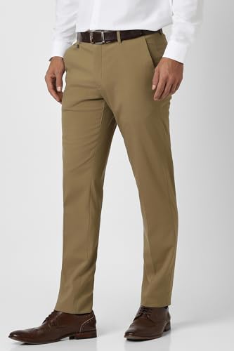 Image of Van Heusen Men's Mid Rise Slim Fit Premium Formal Trousers | Superior Comfort | Auto-Flex Waist Band | Soft Touch