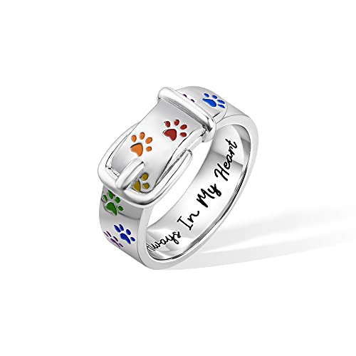 callie Personalized Paw Print Ring for Women, Custom Sterling Sil...