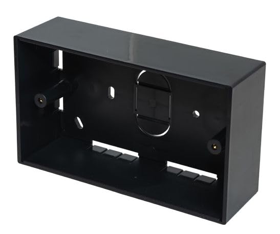 45mm DEEP BLACK Double Gang BACKBOX ABS Wall Mount Pattress Back Box 2 GANG (4)