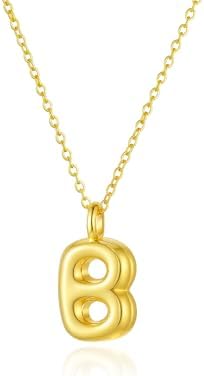 Initial Necklaces for Women, 14k Gold Plated Bubble Letter Necklace Trendy Balloon Letter Pendant Necklace Dainty Custom Personalized Name Bubble Necklaces Gold Jewelry Valentine's Day Gifts for Her