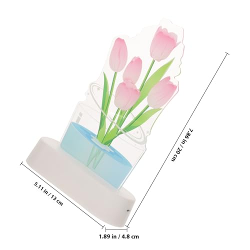 Lámpara de mesa de noche 3D tulipán rosa LED acrílica miniatura 2