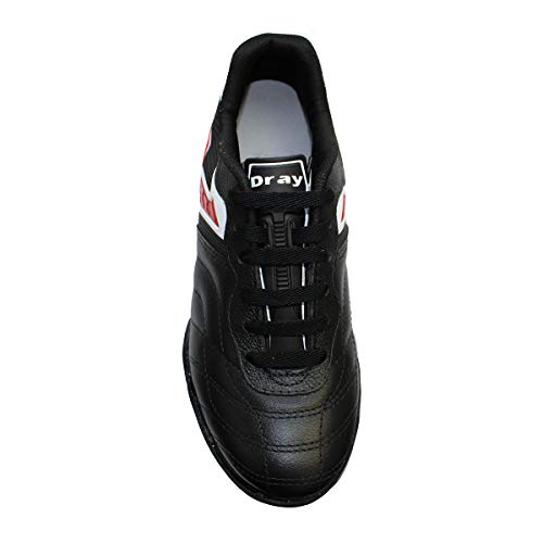 Chuteira Dray Couro, Adulto Unissex, Preto/Vermelho, 40