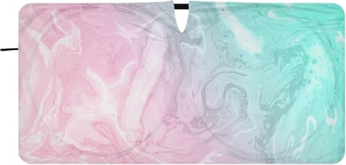 車用サンシェード フロント 折り畳み式 おしゃれ 軽自動車 カーシェード 大理石柄 北欧風 マーブル ピンク ブルー 日除け 遮光 断熱 車用パラソル 汎用 日差しカット 収納袋付