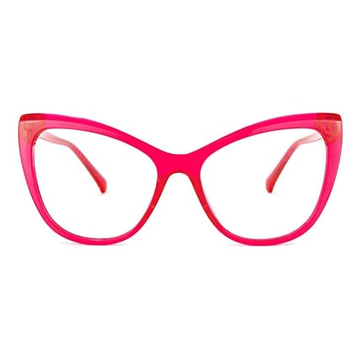 Zeelool Stylish TR90 Oversized Cat Eye Glasses with Non-prescription Clear Lens Eyewear for Women Shelby OT414973-06 Bright-Pink