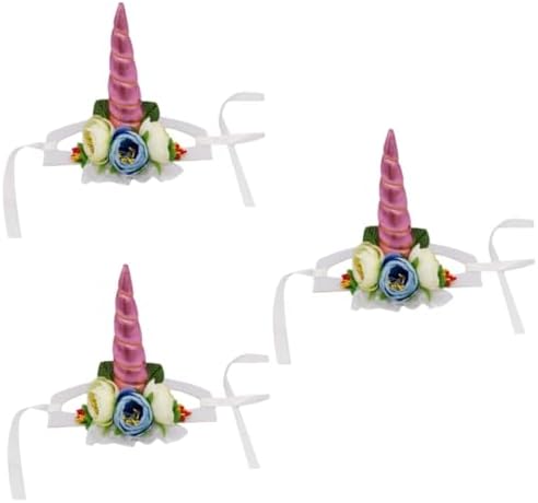 FRCOLOR 3pcs Horn Dog Hat Pet Headband Cat Hat Pet Hat Dog Vacation Hat Beach Hat Dog Hair Accessories Costumes for Cats Dog Cap Costume for Cat Halloween Costumes Puppy Hat Props Taste