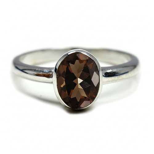 Bague argent 925 quartz fumé véritable taille 59 pour résoudre le manque d'ancrage