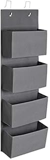 SONGMICS Over-Door Storage with 4 Pockets, Wall Hanging Storage Organiser, Practical and Spacious, for Childrens Room Office Bedroom, 33.5 x 12 x 100 cm, Grey RDH04G