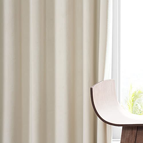 Image of HPD Half Price Drapes Signature Plush Velvet Blackout Curtains for Bedroom (1 Panel), 50W X 84L Hotel Black Out Curtains for Living Room, Thermal Insulated Blackout Curtains for Windows, Diva Cream