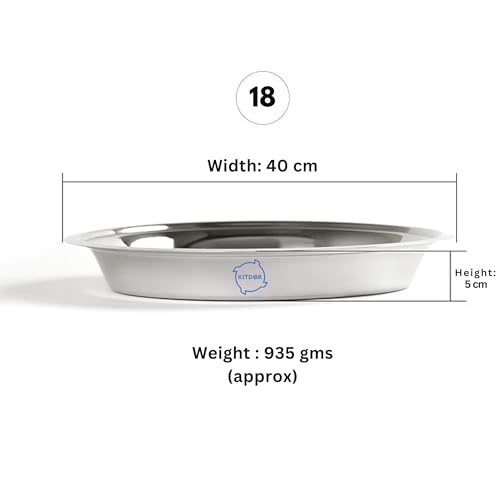 Image of 40cm Stainless Steel Atta Parat for Dough Kneading (Extra Large) | Multipurpose Mixing Parat for Serving, Mixing & Storing | Dough Bowl for Kitchen and Organizing Veggies (Diameter- 40 cm)