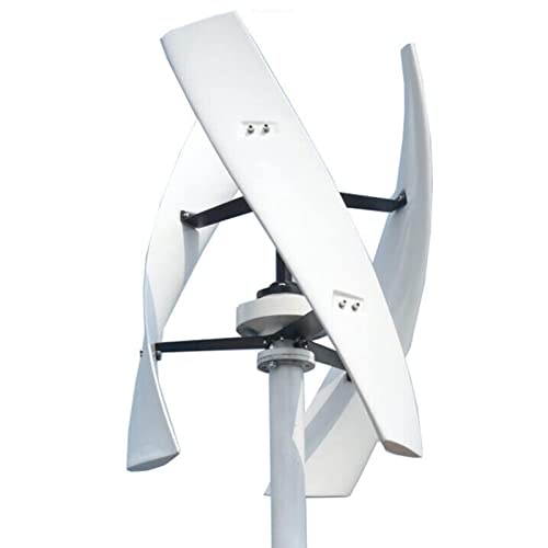 Low Noise Home Vertical Axis Wind Energy Turbine Generator 2KW 12v 24V 48V Coreless Low RPM Upright Windmill for Farm (Color : White, Size : 48v)
