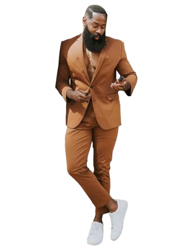 Men's 2-Piece Suit 2 Buttons Jacket with Pants for Business Party Casual