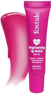 Foxtale SPF 30 Brightening Lip Balm for Dark Lips with Peptides & Vitamin C | Brightens | Hydrates | Tinted Lip Balm - Pink Glaze 12gm