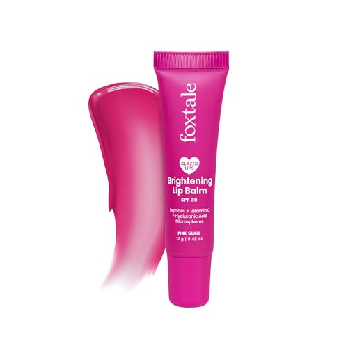 Foxtale SPF 30 Brightening Lip Balm for Dark Lips with Peptides & Vitamin C | Brightens | Hydrates | Tinted Lip Balm - Pink Glaze 12gm