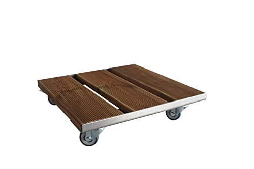 Pflanzenroller Exklusiv EH280 bis 280kg Blumenroller Untersetzer hochwertig (500x500mm, Teak)