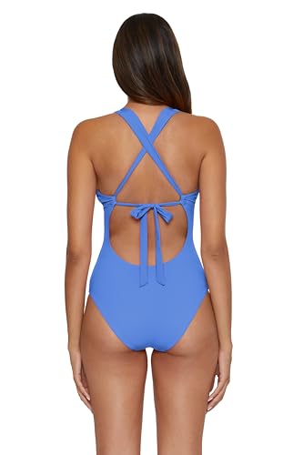 BECCA Womens Modern Edge One Piece Swimsuit, Plunge Neck, Criss Cross, Bathing Suits for Women3