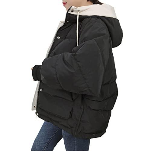 Parka d'hiver corta pour femme doudoune rembourrée contre le froid avec capuche