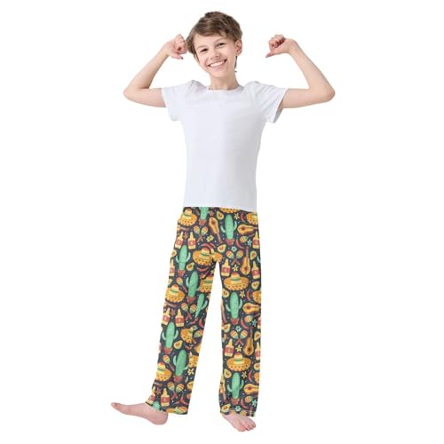Cactus Chilli Pepper Boys Long Pants Soft Trousers Elastic Waist Kids Lounge Bottoms with Pockets S-XL2