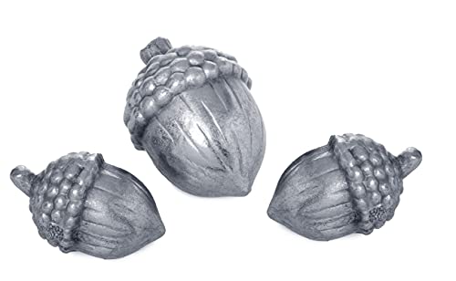 dekorative Tischdeko Eichel antik silberfarbig im 3-er Set