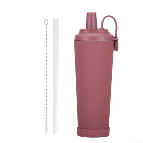 Advokingtap Taza térmica de gran capacidad de 830 ml, botella de agua de acero inoxidable con asa magnética para actividades al aire libre, viajes, diseño a prueba de fugas (rosa oscuro)