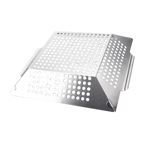Levemolo Professional BBQ Pan Household Grill Tray Reusable Grill Topper Easy Cleaning Double Handles Stainless Steel