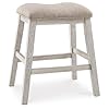 Signature Design by Ashley Skempton Modern 24" Counter Height Upholstered Barstool, 2 Count, Whitewash
