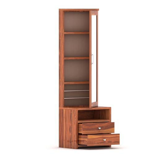Image of ALATERRE Sheesham Wood Dressing Table with 2 Drawer Storage for Living Room Bedroom Wooden Vanities (Natural Finish)
