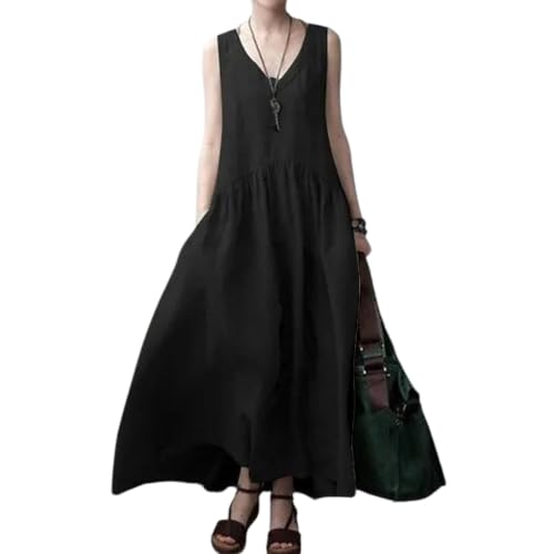 Robe d'été légère sans manches au tombé fluide impeccable et col V raffiné
