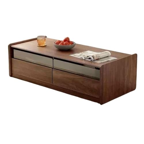 TEESONG Mesas Auxiliares Pequeñas Mesa de Centro Moderna Mueble de TV Combinado for apartamento pequeño, Mesa té Madera y Vidrio, Baja for Sala Estar, Mueble Multifuncional Mesas de Centro para Salón