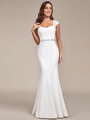 Ever-Pretty Women's Sweetheart V-Neck Bodycon Plus Size Wedding Dresses For Bride Cocktail Dress White Us16 #TOP3