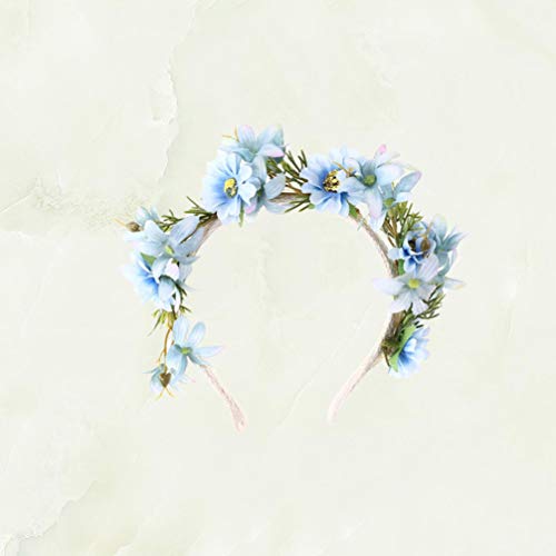Lurrose Peony Headband Christmas Blue Hair Band Xmas Floral Crown Headpiece for Girl Women Home Wedding Party Favor Decorations - Image 4