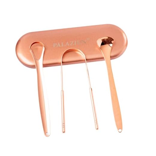 Raspador Limpador de Língua 100% Cobre Puro Kit 3 Peças Com Estojo - Ferramenta Profissional Higienizador Lingual Palaziun de Luxo Ayurveda