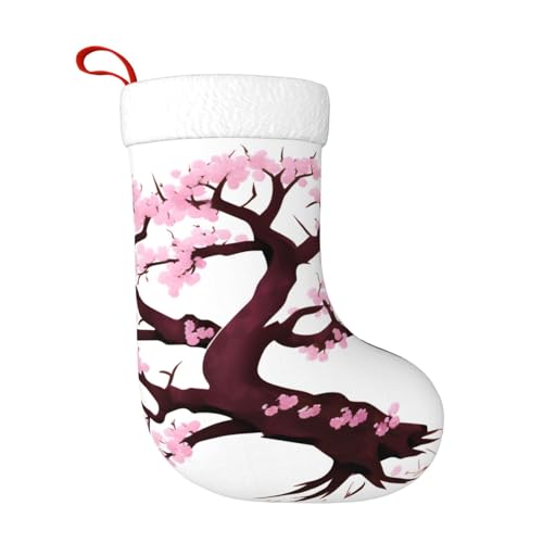 rrxnbcgg Calcetines de Navidad con diseño de árbol de cerezo, para chimenea, con ideas de regalo, tradiciones familiares festivas, rellenos de calcetines para ella