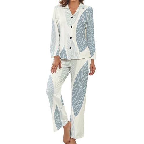 Pyjama à feuilles géométriques simples avec haut boutonné et coupe fluide décontractée