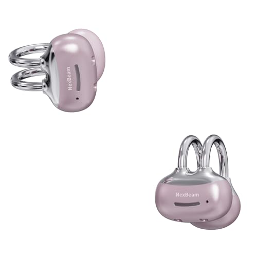 Image of Open Ear Clip Headphones, Bone Conduction Earbud, Wireless Bluetooth Earbuds 6.0, ENC Noise Cancelling Earphone, 50H Playtime, IPX5 Waterproof for Sports /Running /Gym & Small Ears (Pink)