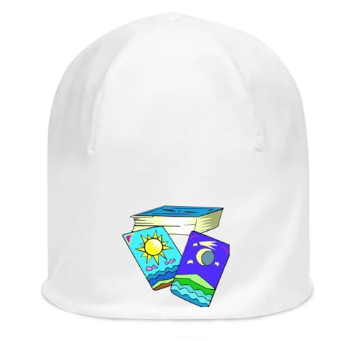 Bonnet blanc Tarot Card Deck en coton mince extensible unisexe