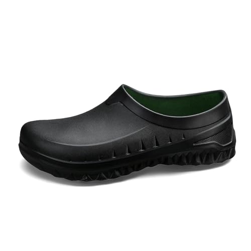 Sandalias divertidas para hombre, zapatillas de chef de cuña de ajuste ancho, antideslizantes, para el trabajo, la cocina, zapatos de chef, para piscina, verano, Black, 38 2/3 EU