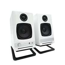 Audioengine A2 HD HD3 White Bluetooth Desktop Speakers and DS1M Metal Stands