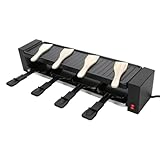  JUNG Raclette-Grill/Steingrill für 4 Personen, Partygrill, zum Grillen und Überbacken (Fleisch, Fisch, Gemüse), Grill Antihaftbeschichtet, 4 Pfännchen, starke 800W