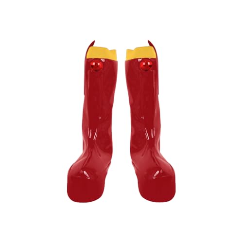 Image of Taiture Adult Monkey Shoes Cosplay Egghead Island Boot Black Red Pink Yellow Leather Mid-heel Shoes Halloween Party Suit Men