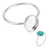 BENECREAT 925 Sterling Silver Ring Base, 0.4×0.3 Inch Platinum Oval Gemstone Ring Settings, Finger Ring Blank Base for DIY Gemstone Ring Jewelry Handicrafts Making