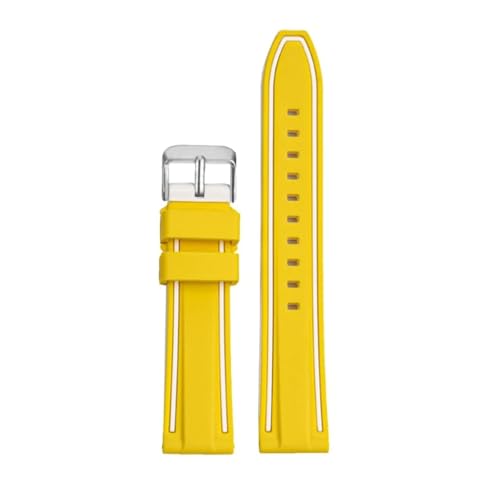 Silicone Sport Strap Compatible With Omega X Compatible With Swatch Moonswatch Quick Release Watch Band(Yellow white silver)