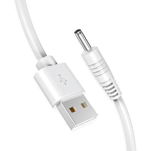 USB to DC 充電ケーブル 充電コード 充電用 電動歯ブラシ 洗顔ブラシ電動歯ブラシ、扇風機などの ハンディマッサージャー ミニスティックマッサージャーと互換性がありますデータケーブル50cm (外径3.5mm内径1.35mm)白い