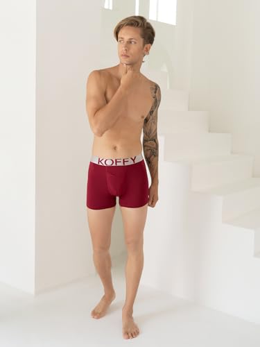 Image of KOFFY Men's Malleable Cotton Lycra Long Trunk with Minus Cutting Pouch I Wrinkle Free I Moisture Wicking Technology