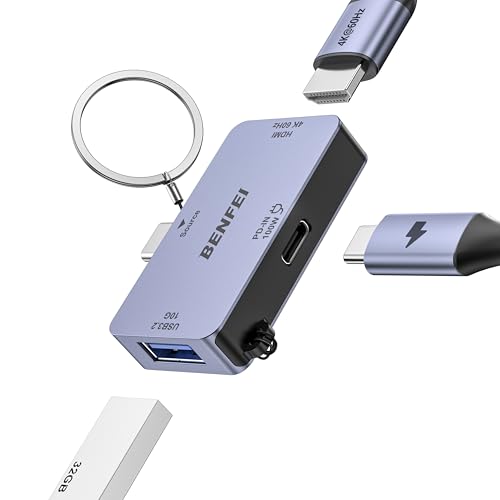 BENFEI Adaptador USB C a HDMI 4K@60Hz, USB A 10 Gbps, Carga Rápida de 100 W, Compatible con iPad Pro, MacBook Pro/Air, iMac, iPhone 16/15 Pro/Pro MAX, XPS, Thinkpad y Más.