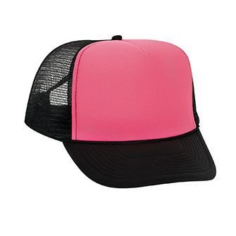 Image of OTTO Neon Polyester Foam Front 5 Panel High Crown Mesh Back Trucker Hat