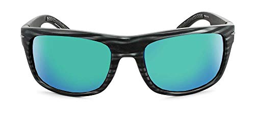 Optic Nerve - 2022 Premium & Affordable Polarized Wrap-Around Rectangle Sunglasses For Men/Women, Timberline Edition With Matte Driftwood Grey Frame/Smoke/Green Mirror Lens #TOP5